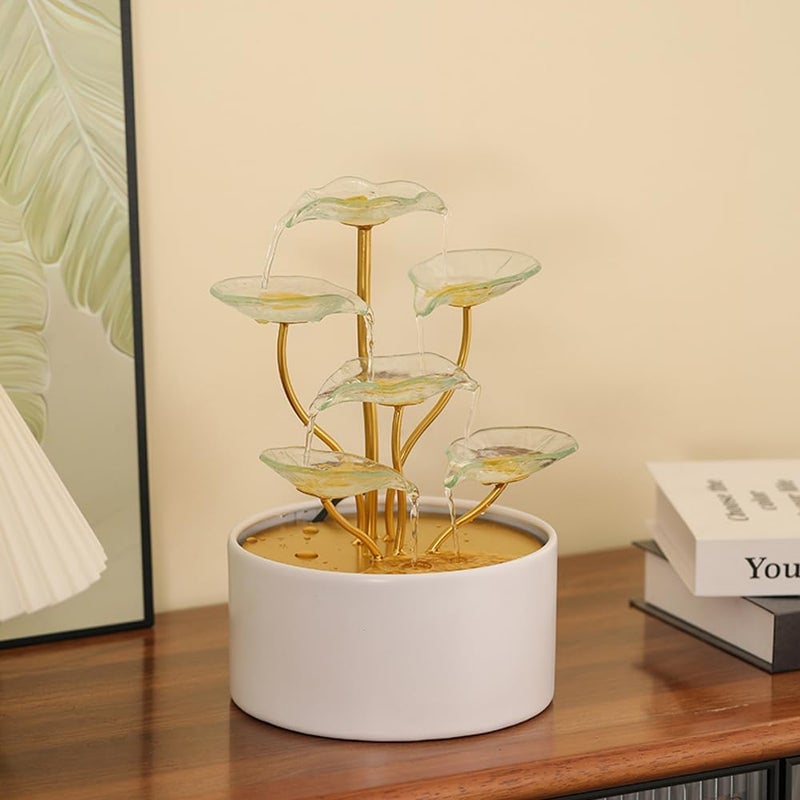Andady Tabletop Fountain Water Feature Indoor and Outdoor Home and Garden Decoration (Leaf Fountain 1) - Image 4